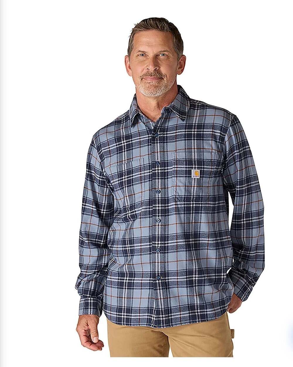 Men’s Carhartt Loose Fit Heavyweight Flannel Long-Sleeve Plaid Shirt- large